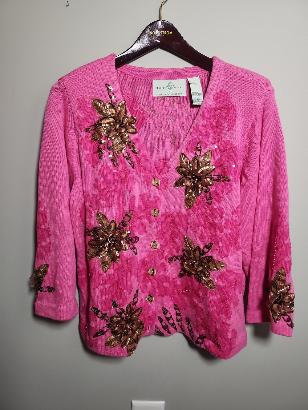 Design Options By Philip Jane Gordon Pink Cardigan Wearable Womens Size L